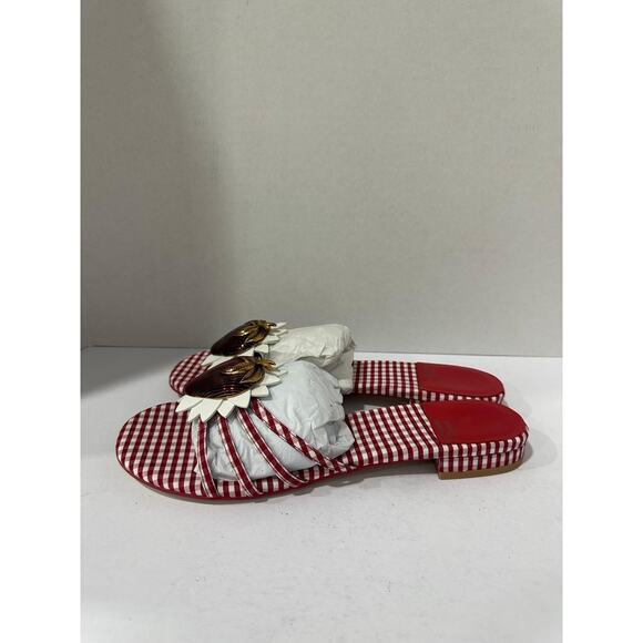 Jeffrey Campbell ABEEGAIL Red White Gingham Strawberry Sandals Women's US 11 M - Picture 4 of 7